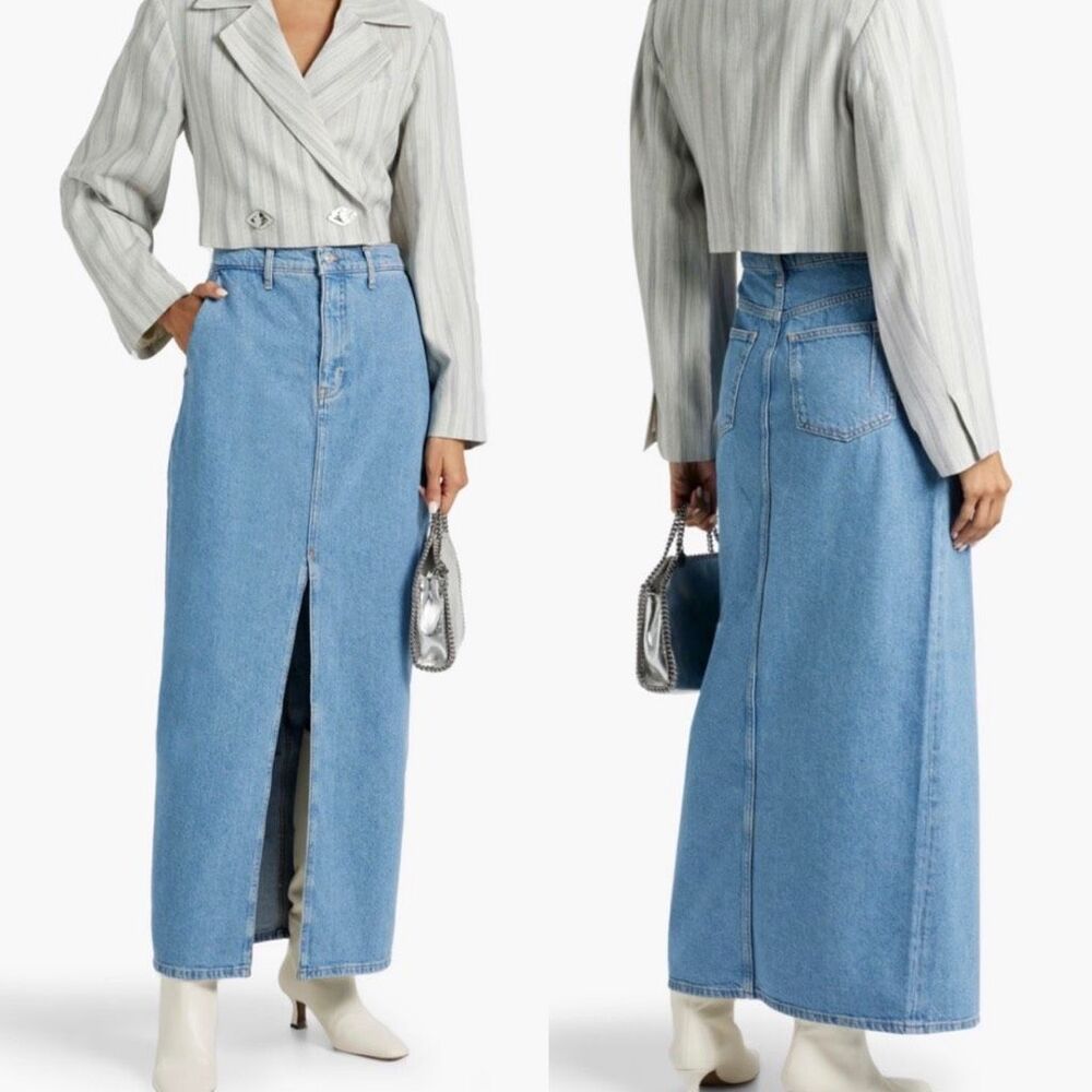 Derek Lam $295 10 Crosby Denim Maxi Jean Skirt Front Slit Womens 29 NEW